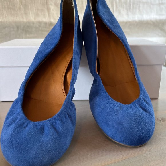 J Crew Cece Cobalt Blue Suede Flats - Picture 1 of 7